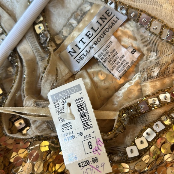 Gold Sequin and Mesh High Neck Halter Dress NWT - Picture 4 of 4